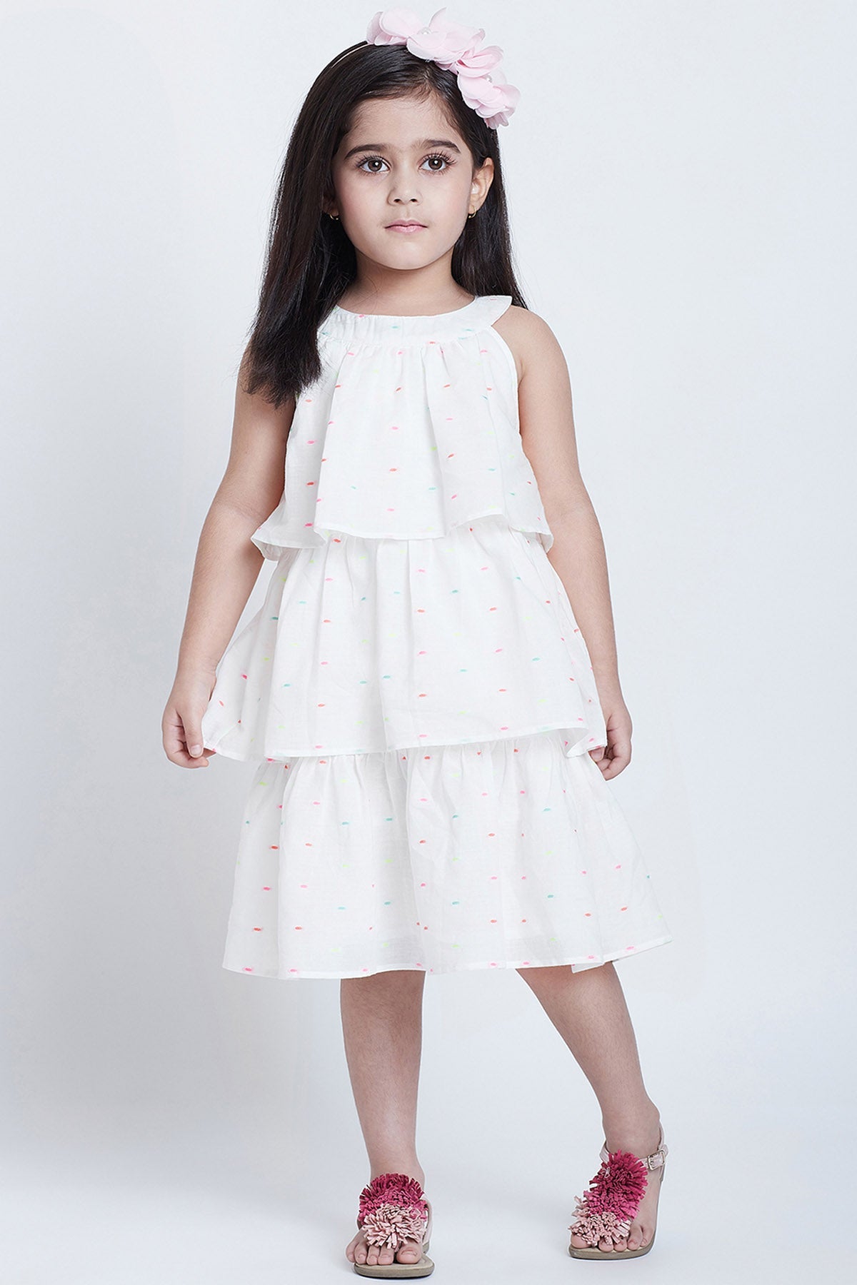 Buy Off-White Cotton Tiered Dress Online